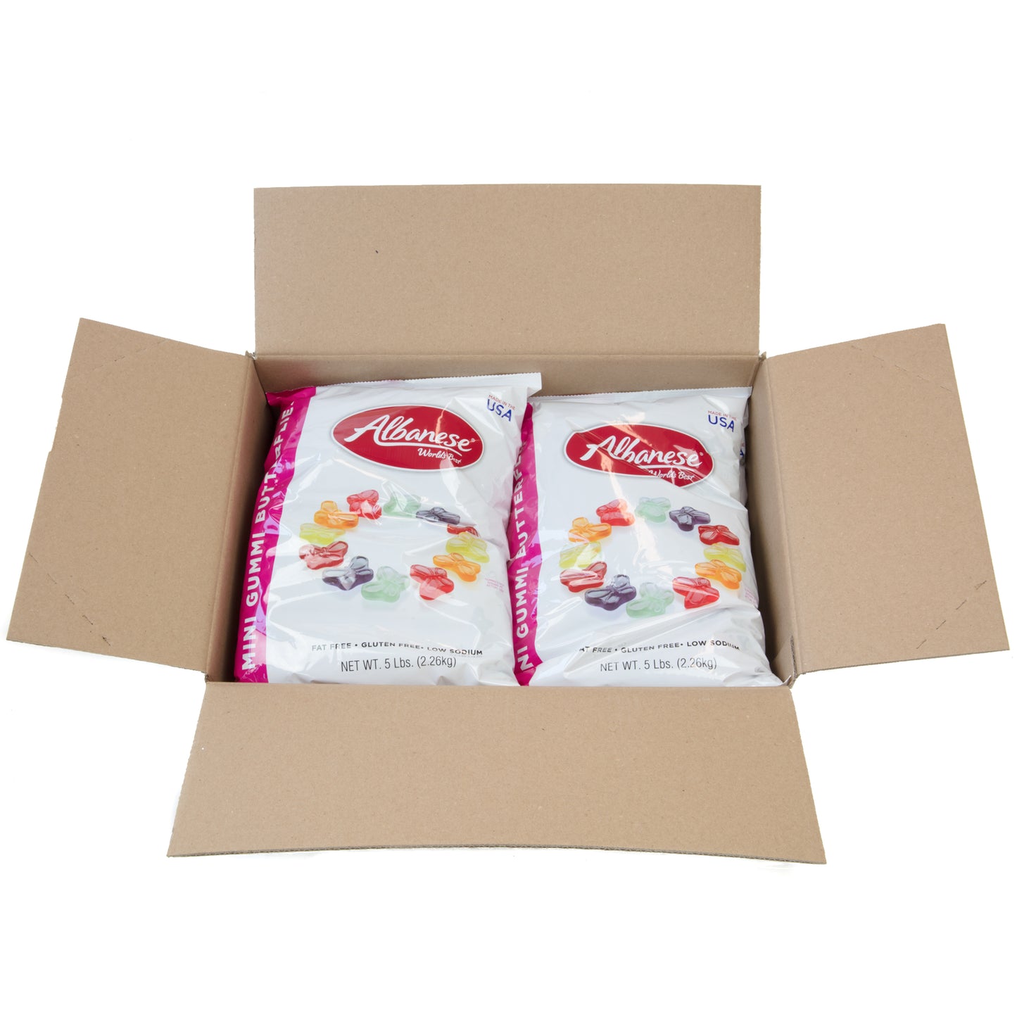 Box Gummi Butterflies Mini Assorted Flavors 5 Pound Each - 4 Per Case.