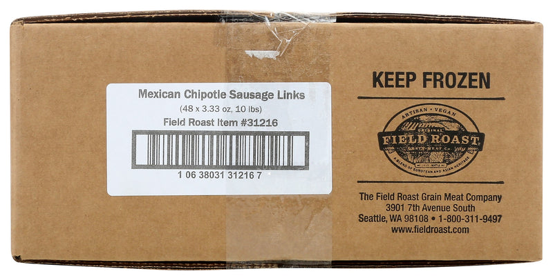 Field Roast Mexican Chipotle Sausage Links 10 Pound Each - 1 Per Case.