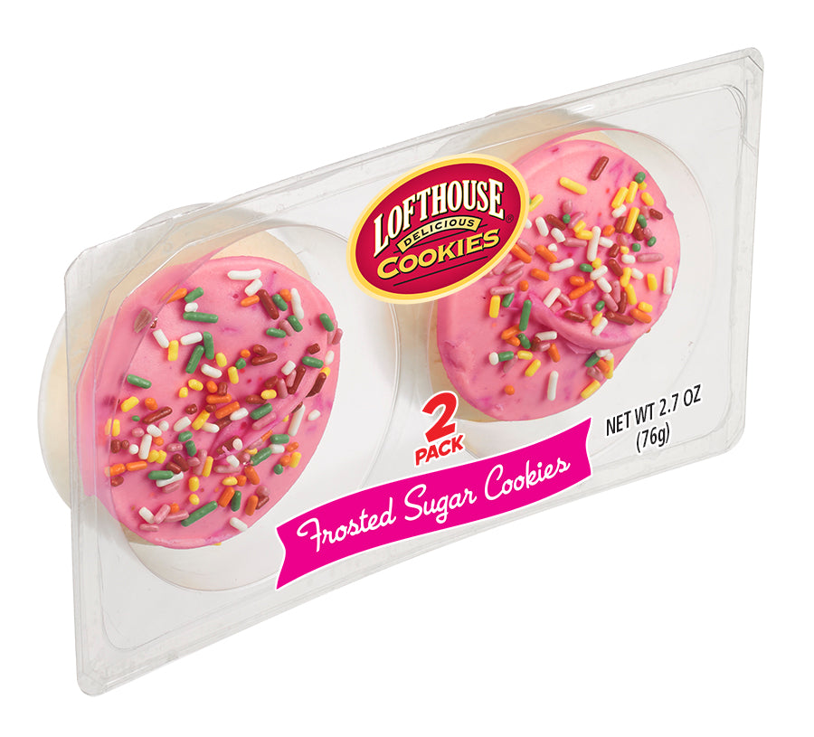 Lofthouse Pink Frosted Sugar Cookies 2.7 Ounce Size - 24 Per Case.