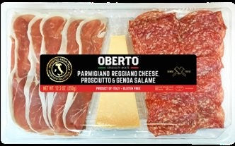 Oberto Parmigiano Cheese Prosciutto & Genoasalami 8 Count Packs - 8 Per Case.