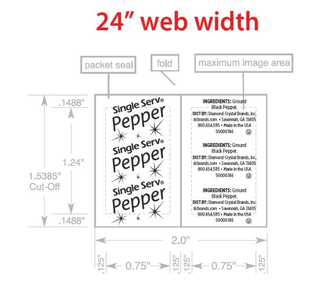 Single Serv Pepper Flat Packets 0.1 Grams Each - 6000 Per Case.