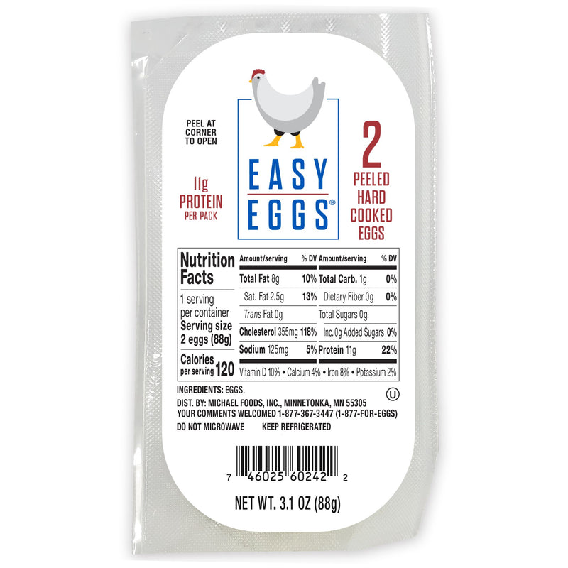 Peeled Hard Cooked Eggs 2 Count Packs - 14 Per Case.