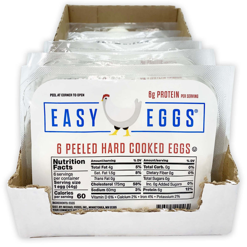 Peeled Hard Cooked Eggs 6 Count Packs - 6 Per Case.