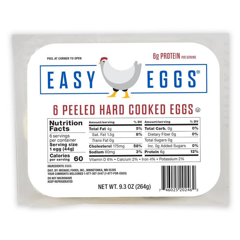 Peeled Hard Cooked Eggs 6 Count Packs - 6 Per Case.