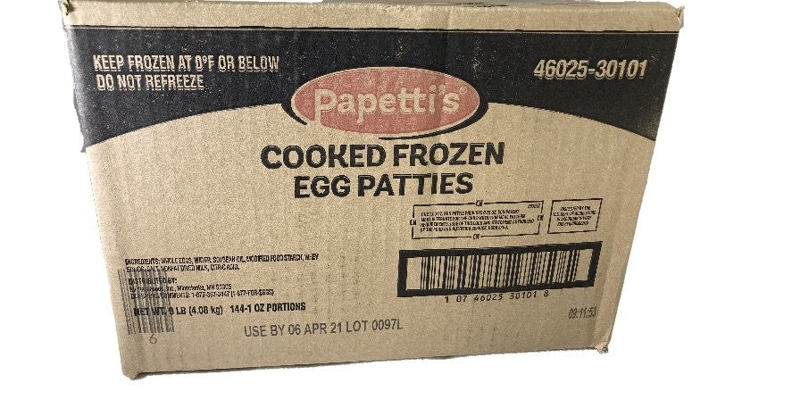 Papetti's® Fully Cooked " Round Scrambled Egg Patties With Medium Browning 1 Ounce Size - 144 Per Case.