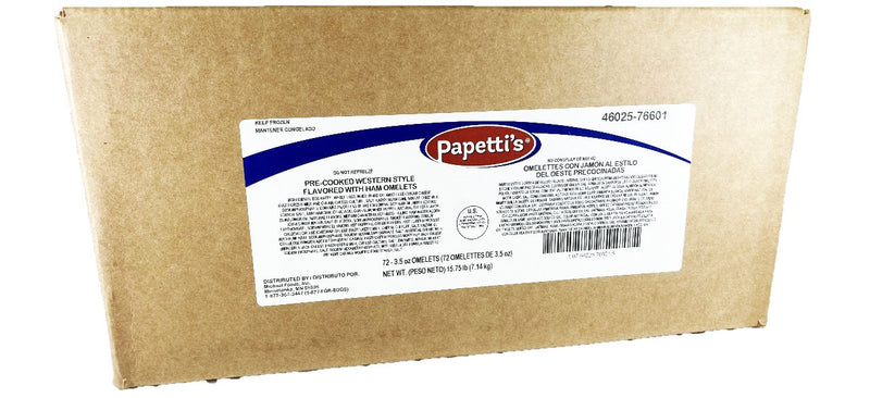 Papetti's® Fully Cooked 6" 3" Singlefold Omelet Filled With Cheddar Cheese Monterey Ja 3.5 Ounce Size - 72 Per Case.