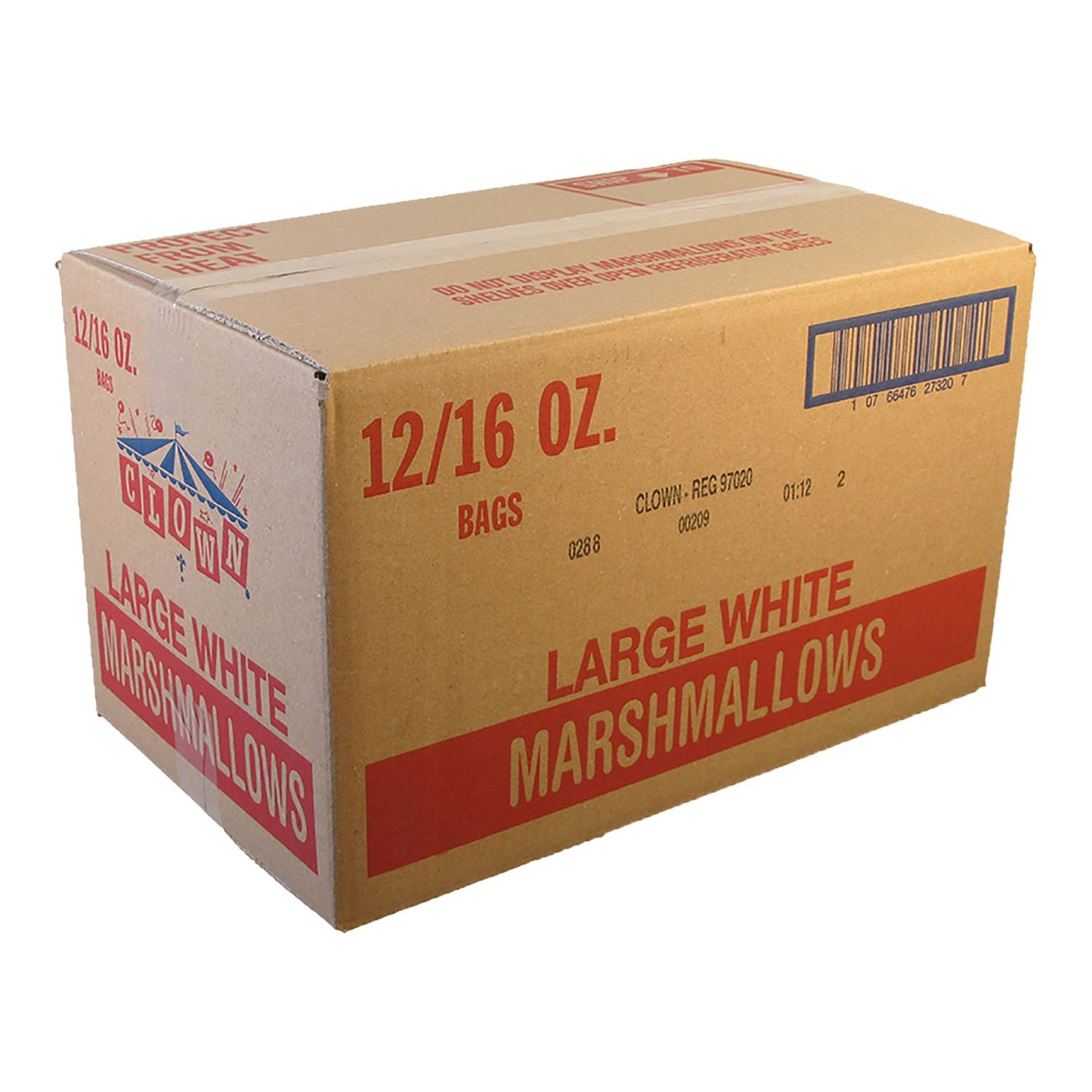 Clown Large White Marshmallows No Artificial Flavors 1 Pound Each - 12 Per Case.