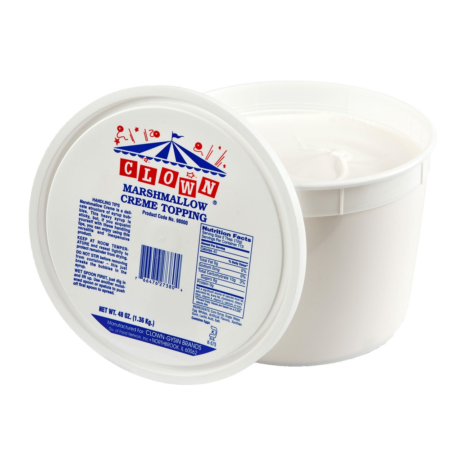 Clown Marshmallow Creme Topping 1 Gallon - 6 Per Case.