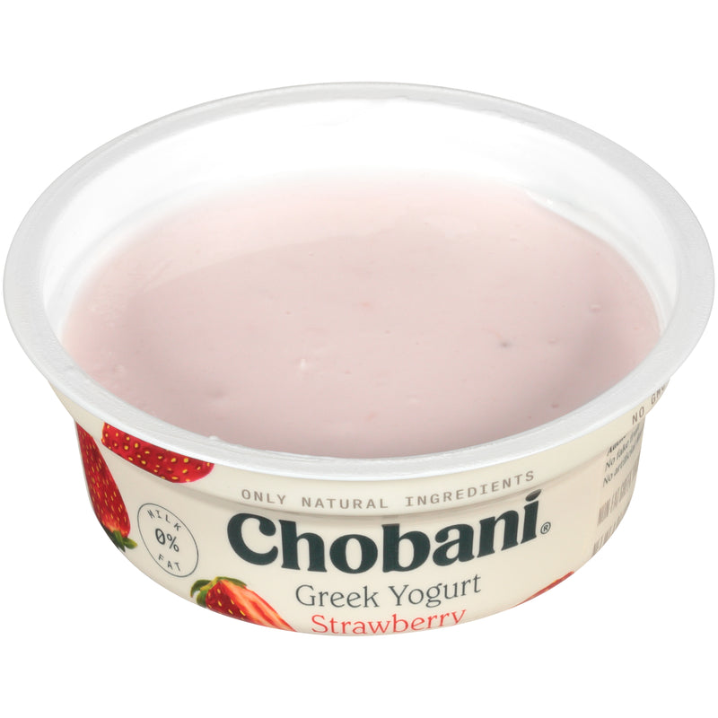 Chobani® Non Fat Greek Yogurt Strawberry 4 Ounce Size - 12 Per Case.