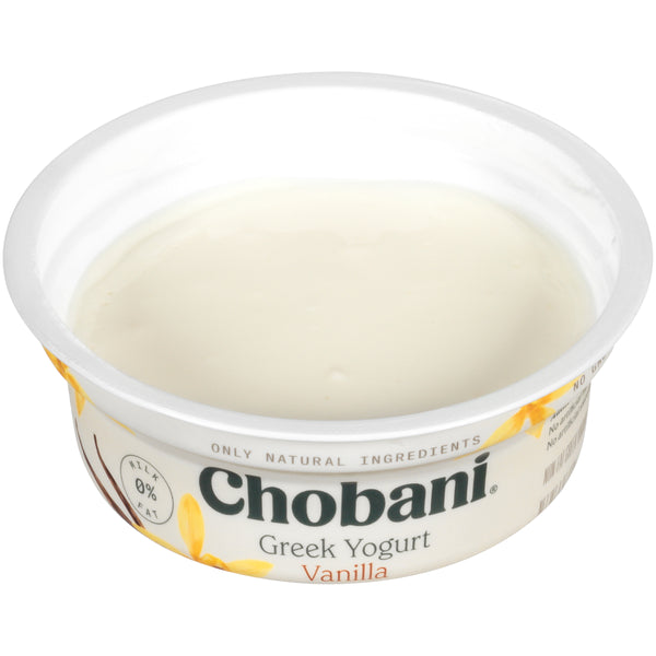 Chobani® Non Fat Greek Yogurt Vanilla 4 Ounce Size - 12 Per Case.