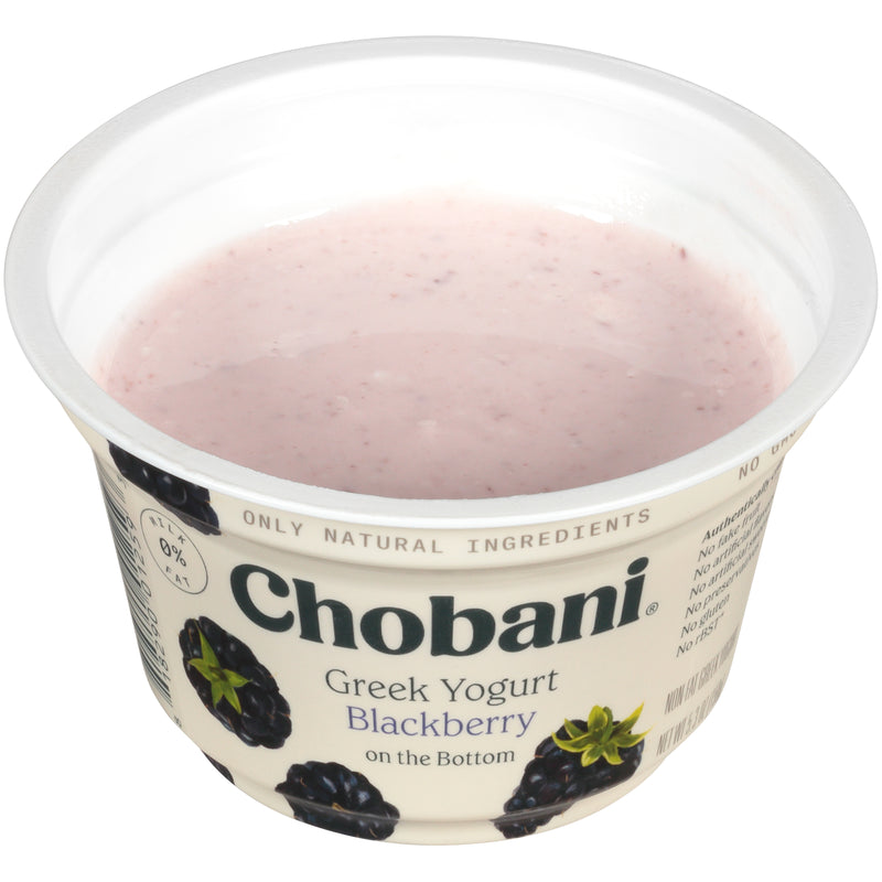 Chobani® Non Fat Greek Yogurt Blackberry Onthe Bottom 5.3 Ounce Size - 12 Per Case.