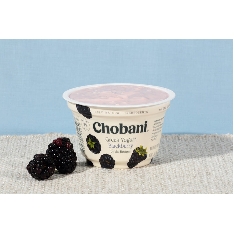 Chobani® Non Fat Greek Yogurt Blackberry Onthe Bottom 5.3 Ounce Size - 12 Per Case.