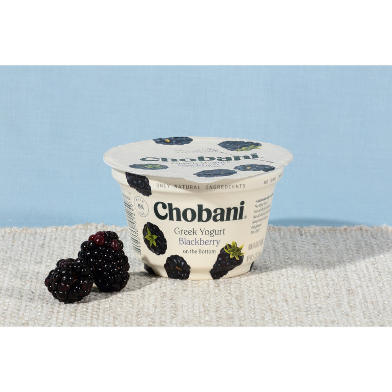 Chobani® Non Fat Greek Yogurt Blackberry Onthe Bottom 5.3 Ounce Size - 12 Per Case.