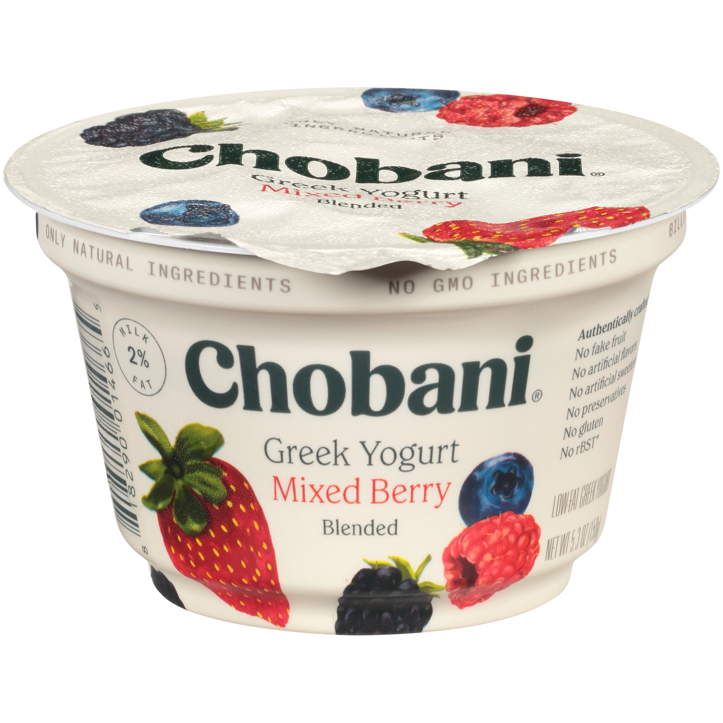 Chobani® Low Fat Greek Yogurt Mixed Berry Blended 5.3 Ounce Size - 12 Per Case.