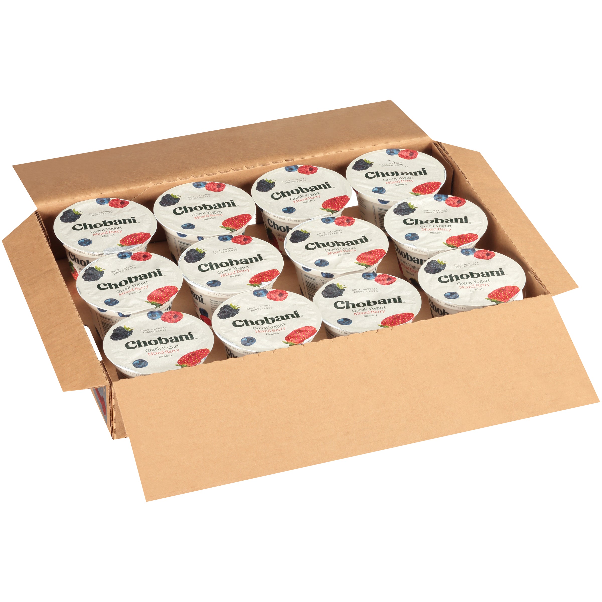 Chobani® Low Fat Greek Yogurt Mixed Berry Blended 5.3 Ounce Size - 12 Per Case.