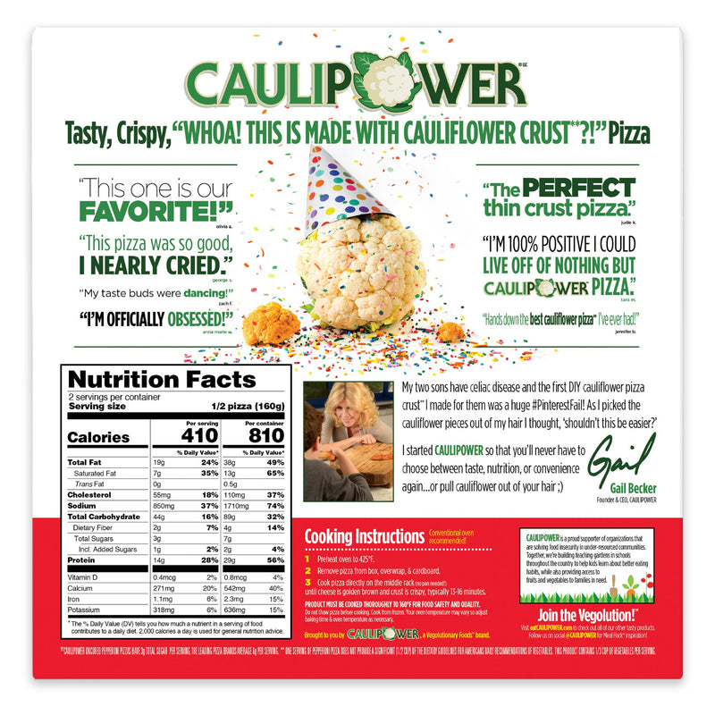 Caulipower All Natural Pepperoni Pizza 10" 11.3 Ounce Size - 8 Per Case.