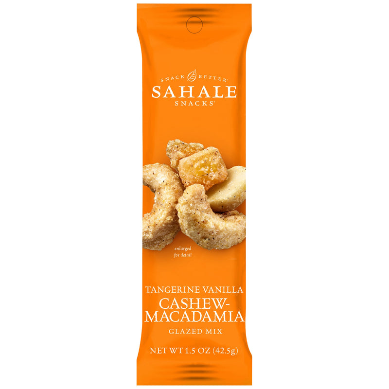 Sahale Tangerine Vanilla Cashew Macadamia Glazed 1.5 Ounce Size - 18 Per Case.