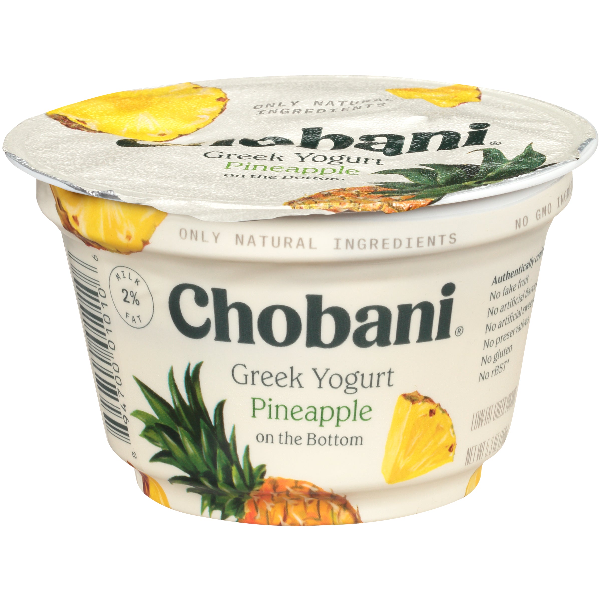 Chobani® Low Fat Greek Yogurt Pineapple Onthe Bottom 5.3 Ounce Size - 12 Per Case.