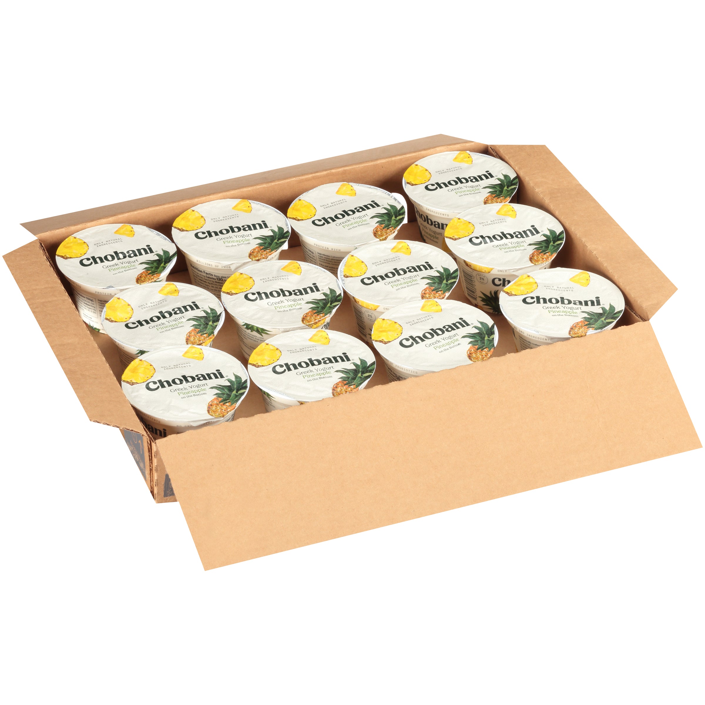Chobani® Low Fat Greek Yogurt Pineapple Onthe Bottom 5.3 Ounce Size - 12 Per Case.