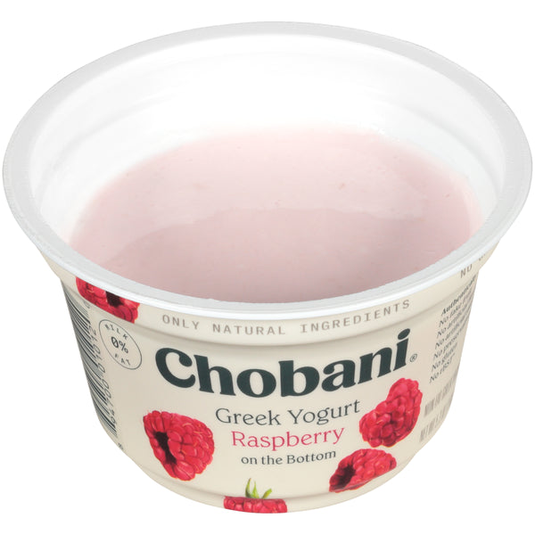 Chobani® Non Fat Greek Yogurt Raspberry Onthe Bottom 5.3 Ounce Size - 12 Per Case.