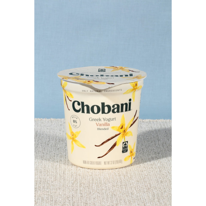 Chobani® Vanilla Non Fat Greek Yogurt 32 Ounce Size - 6 Per Case.