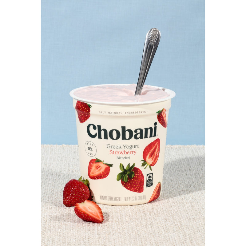 Chobani® Strawberry Non Fat Greek Yogurt 32 Ounce Size - 6 Per Case.