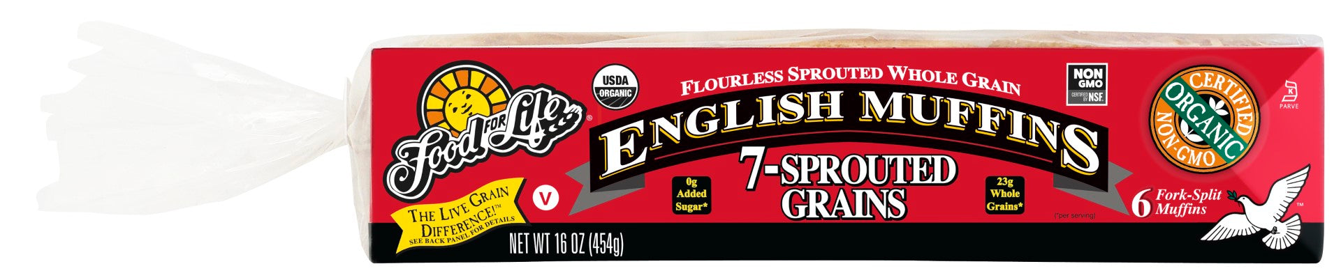 Food For Life Organic Sprouted Grain English Muffin 16 Ounce Size - 6 Per Case.
