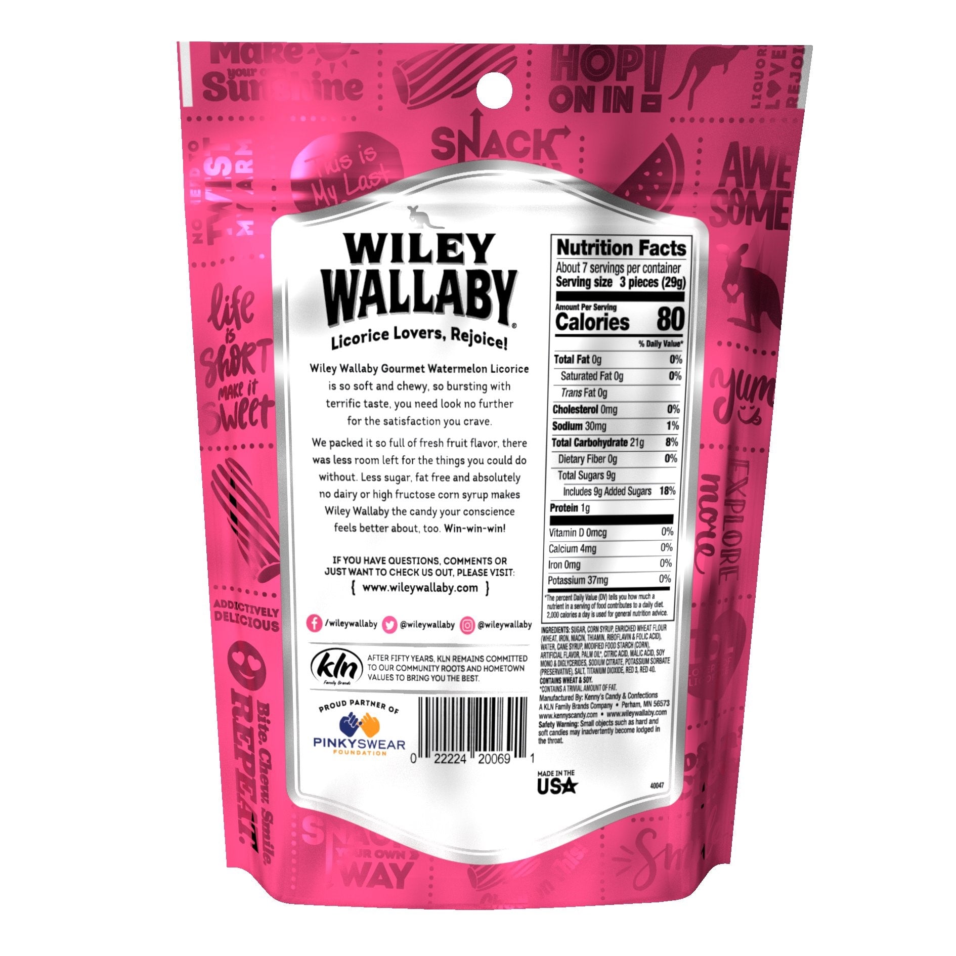 Wiley Wallaby Watermelon Licorice 7.05 Ounce Size - 12 Per Case.