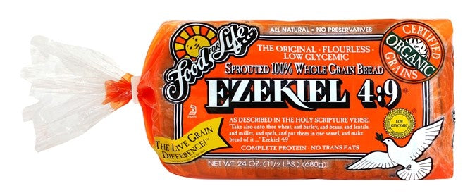 Food For Life Organic Ezekiel Sprouted Whole Grain Bread 24 Ounce Size - 6 Per Case.