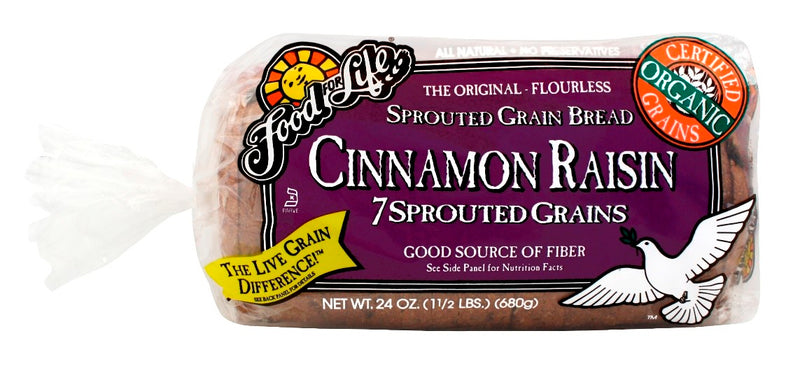 Food For Life Organic Sprouted Whole Graincinnamon Raisin Bread 24 Ounce Size - 6 Per Case.