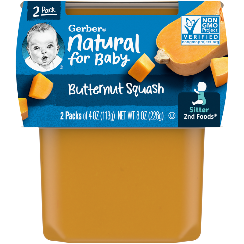 (2 pack of 4 Oz) Gerber 2nd Foods Butternut Squash Baby Food 8 Ounce Size - 8 Per Case.