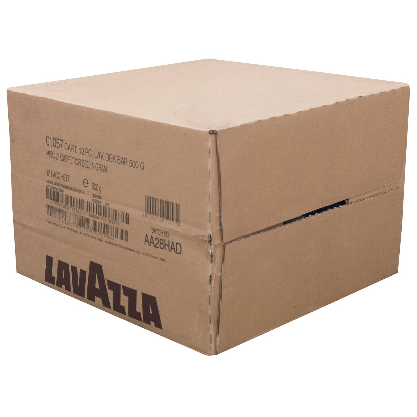 Lavazza Decaffeinated Beans Dek Bar Bags 500 Grams Each - 12 Per Case.