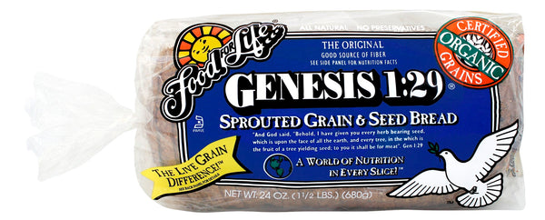 Food For Life Organic Genesis Sproutedgrain & Seed Bread 24 Ounce Size - 6 Per Case.