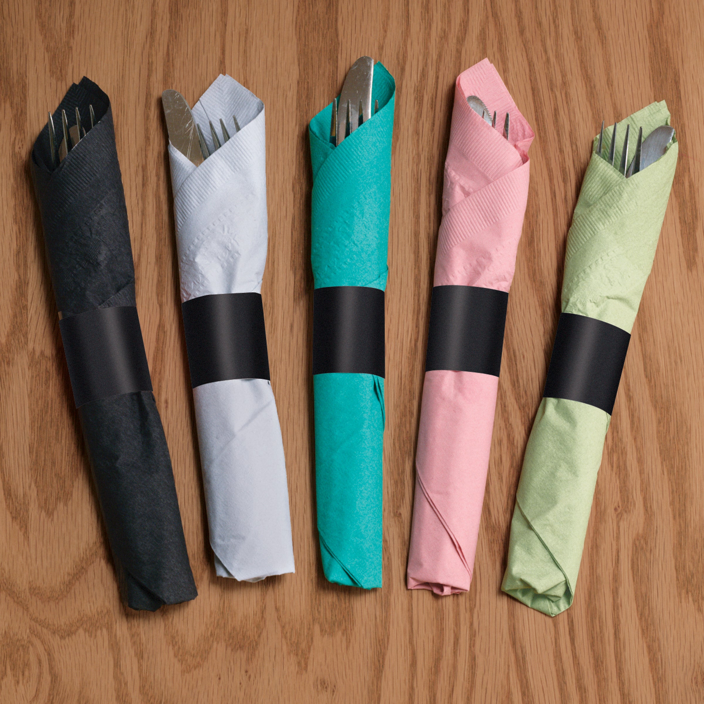 Band Napkin Flat Black Paper Shrinkwrapped 2500 Each - 4 Per Case.