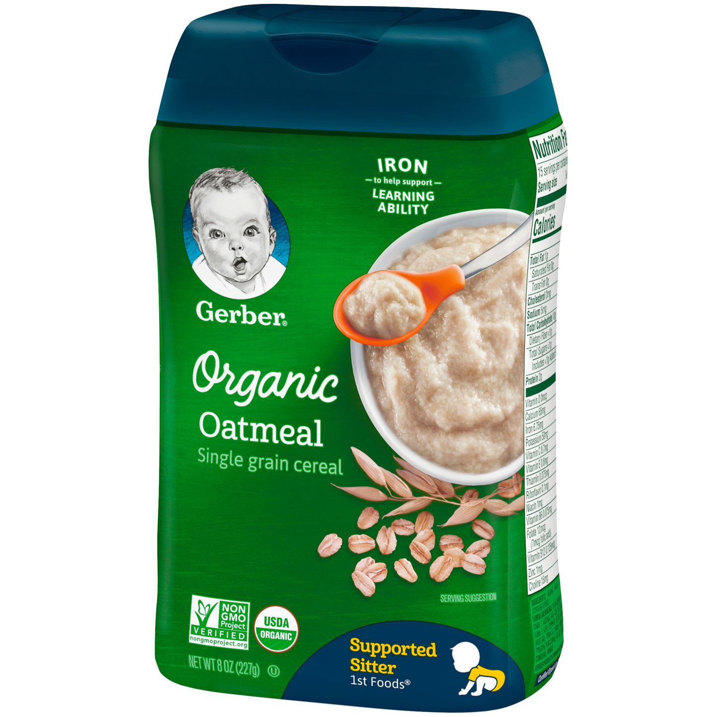 Gerber 1st Foods Organic Whole Grain Oatmeal Cereal Baby Food, 8 Ounce Size - 6 Per Case.