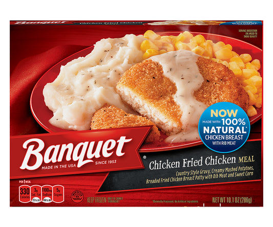 Banquet Classic Chicken Fried Chicken Meal 10.1 Ounce Size - 12 Per Case.