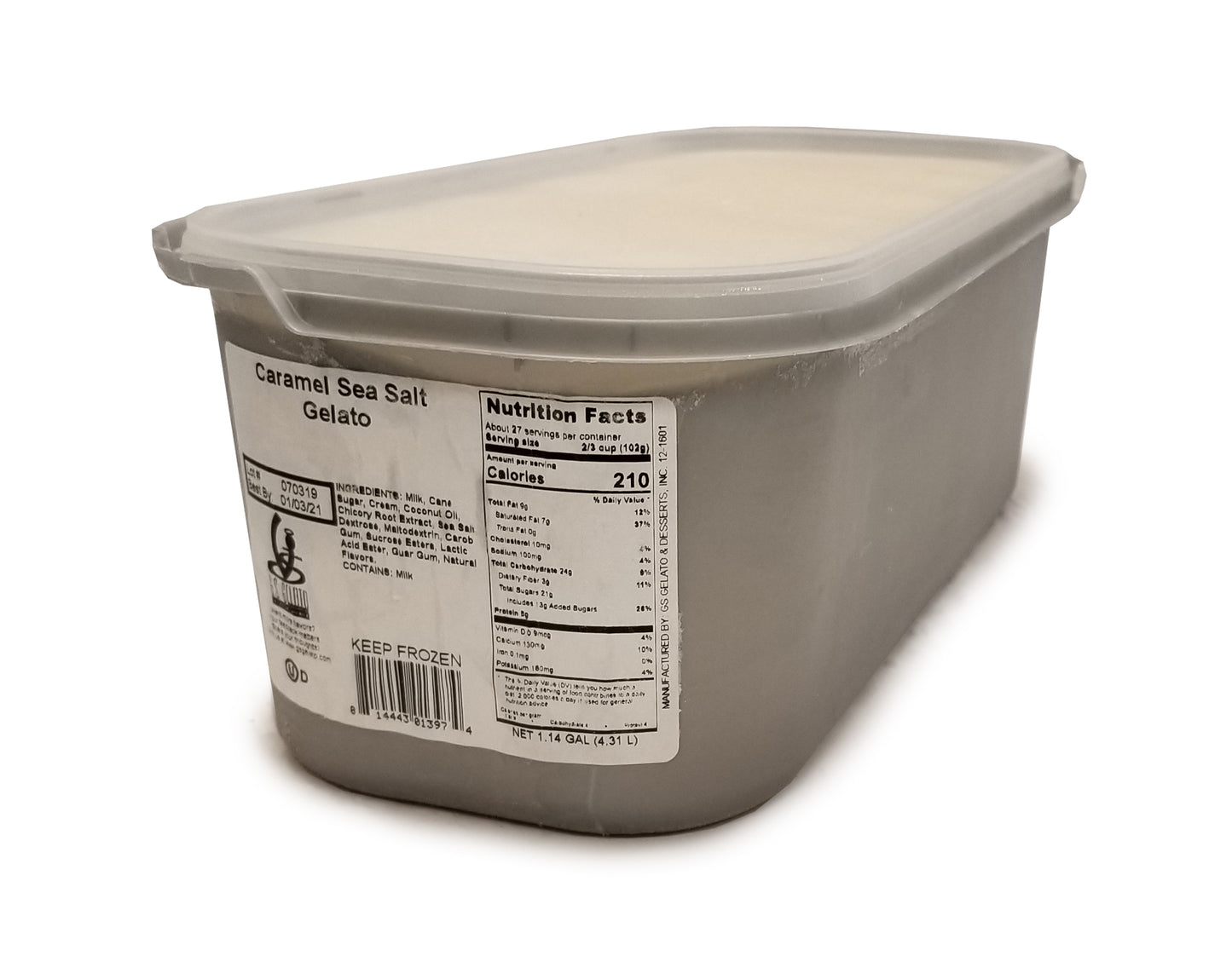 G Gelato Caramel Sea Salt Gelato 5 Liter - 1 Per Case.