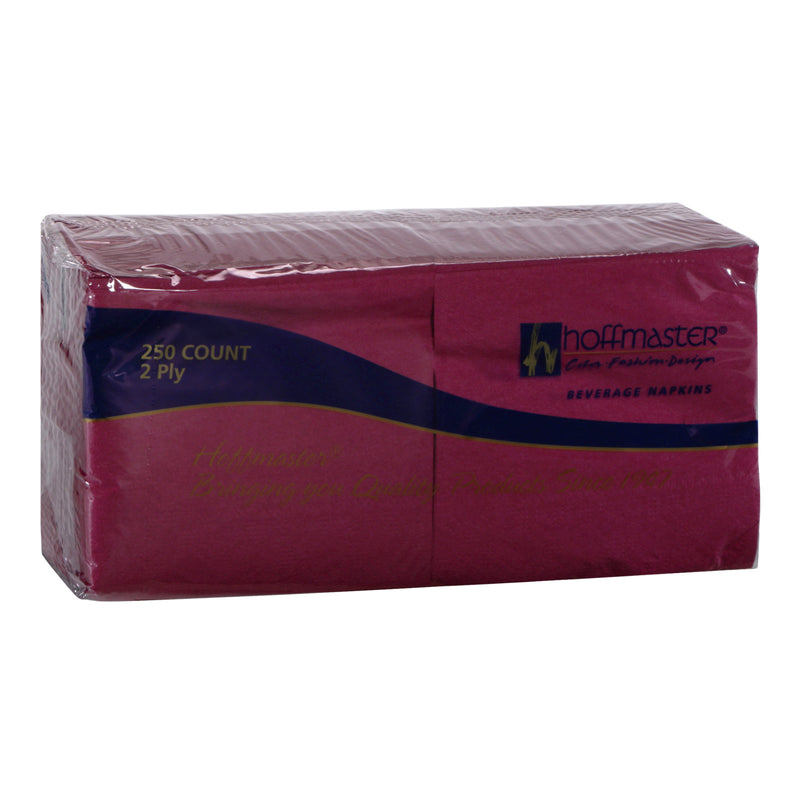 Napkin Beverage Burgundy Ply Fold 250 Each - 4 Per Case.