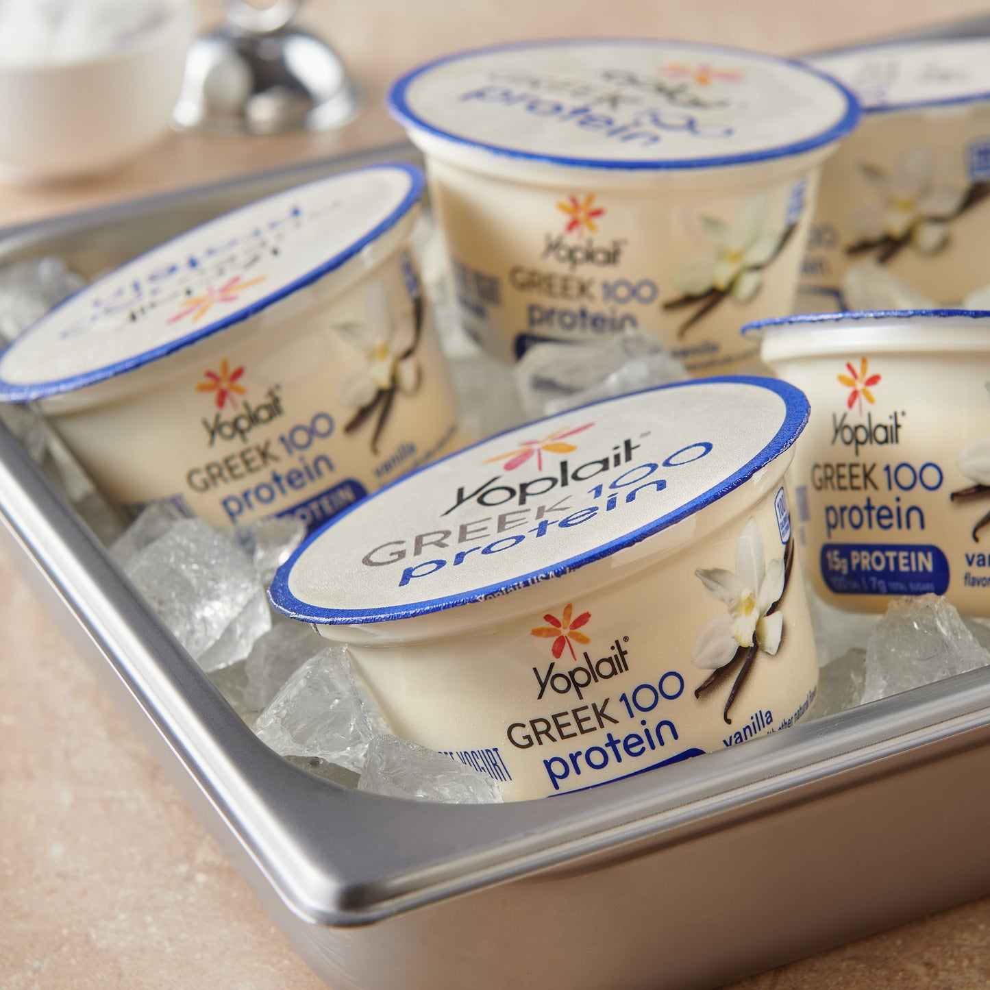 Yoplait® Greek Protein Yogurt Single Serve Cup Vanilla 5.3 Ounce Size - 12 Per Case.