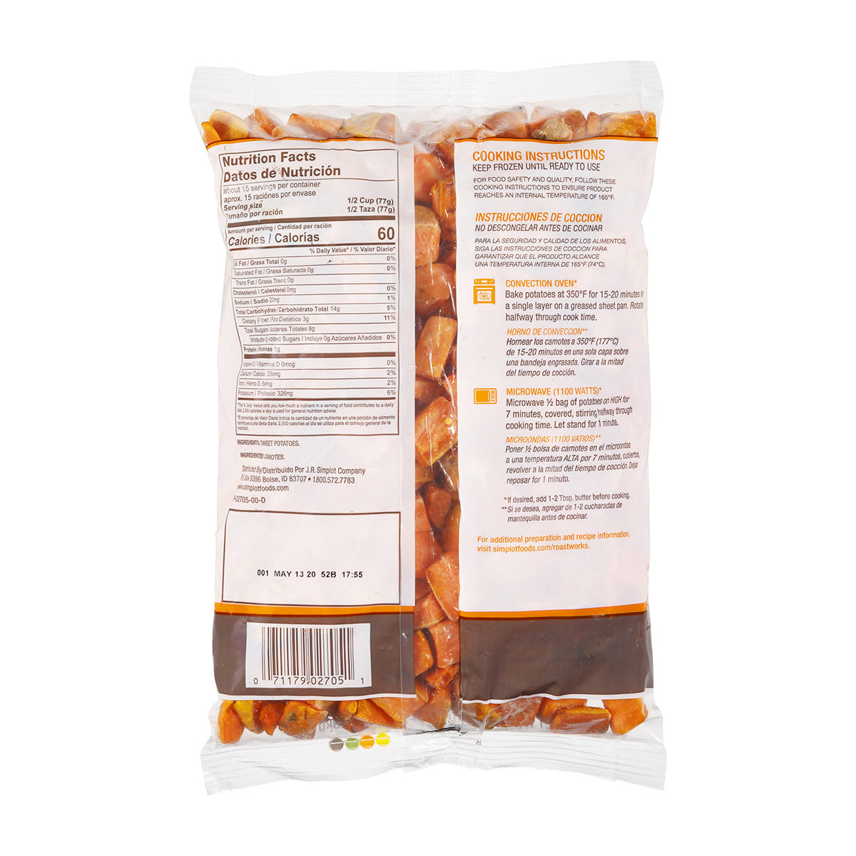 Simplot Roastworks Roasted Sweet Potatoes 2.5 Pound Each - 6 Per Case.