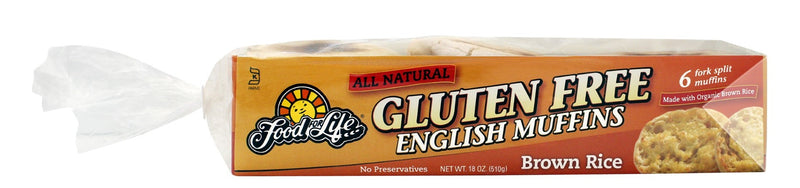 Food For Life Wheat & Gluten Free Brown Rice English Muffin 18 Ounce Size - 6 Per Case.