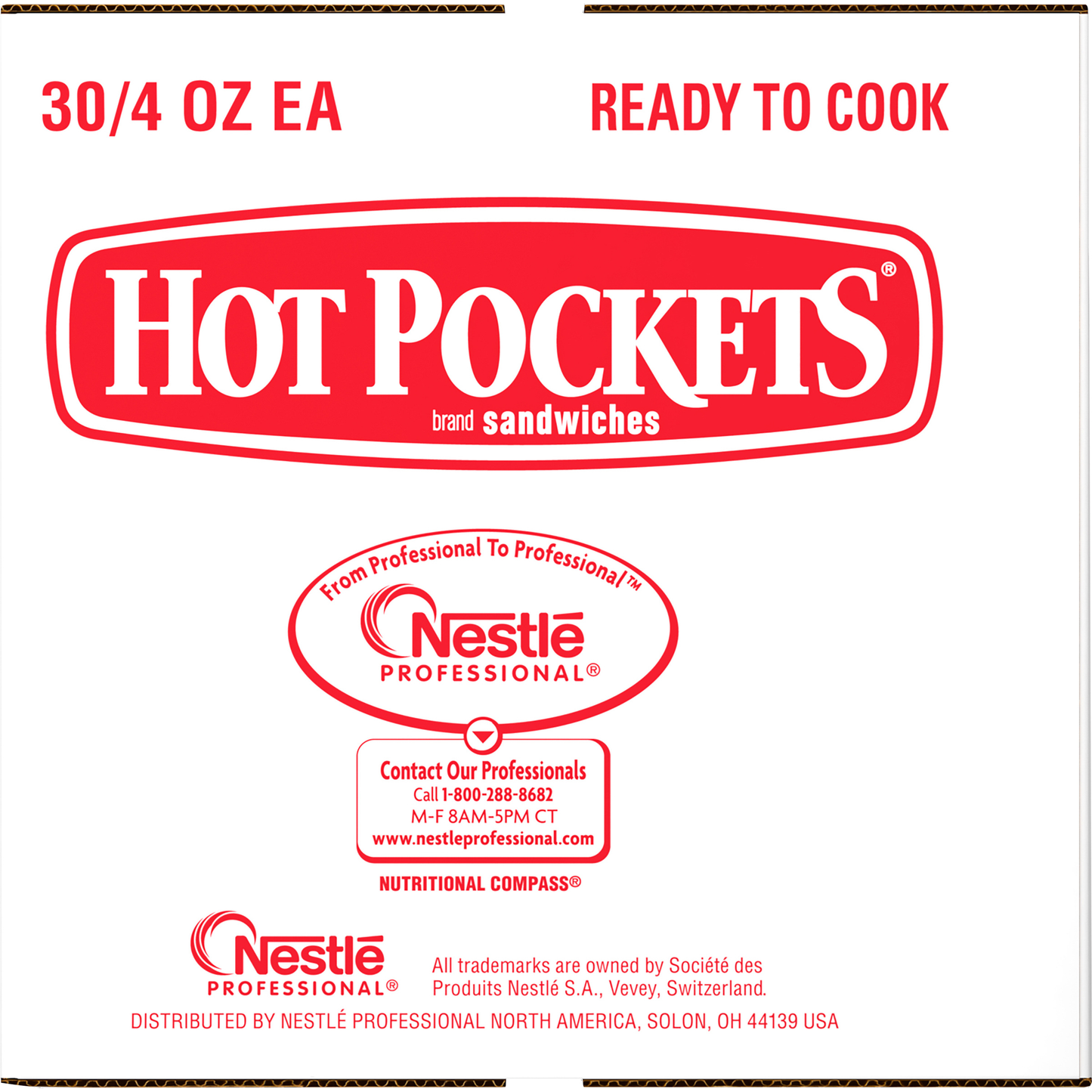 Hot Pockets Meatball And Mozzarella Sandwiches 4 Ounce Size - 30 Per Case.