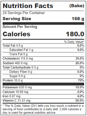 Wayne Farms Chefs Craft Sous Vide Gluten-Free No Antibiotics Chicken Breast Filets 6 Ounce, Pound Each - 24 Per Case.