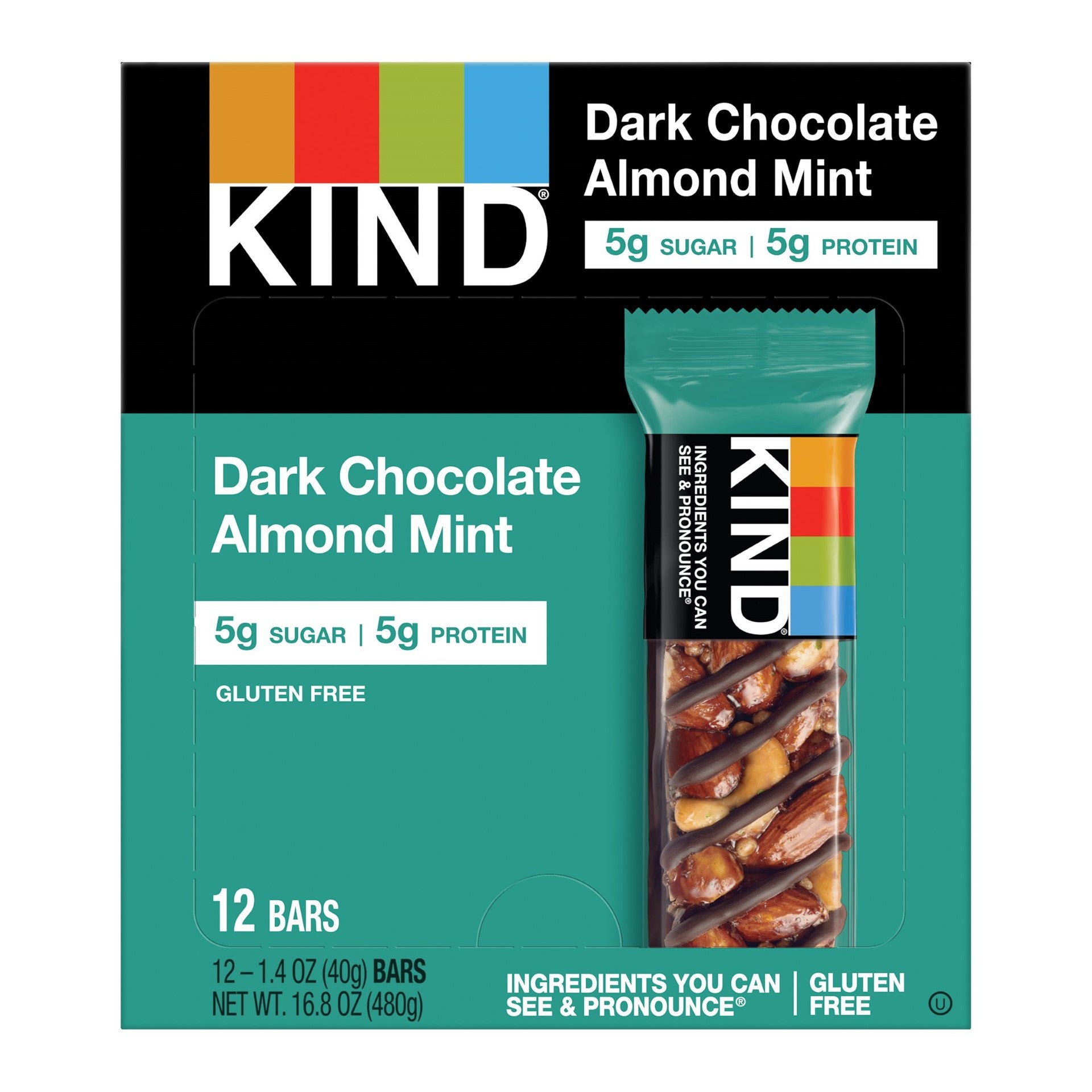 Kind Snacks Dark Chocolate Almond Mint Bar 1.4 Ounce Size - 72 Per Case.