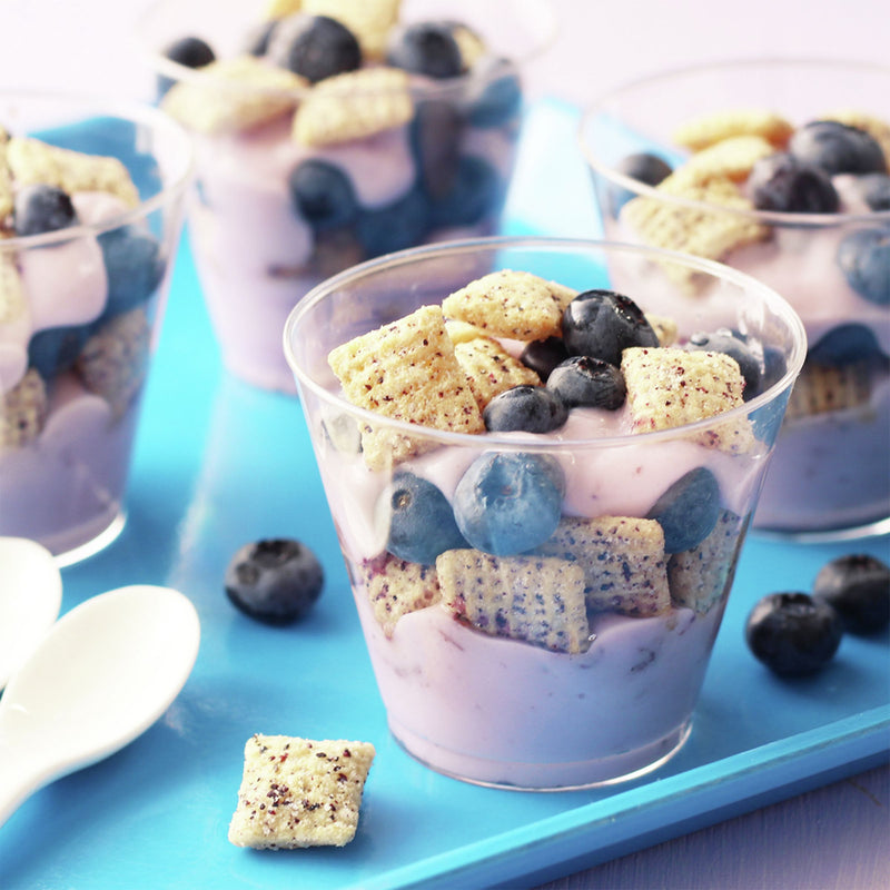 Blueberry Chex Single Serve Cup 2 Ounce Size - 60 Per Case.