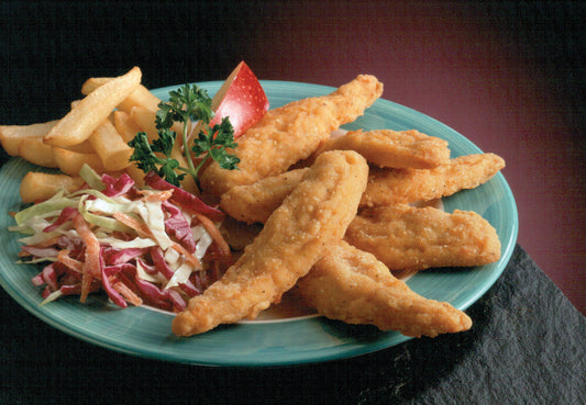 Chicken Fully Cooked Smartshapes® Gold'n'spice® Breaded Breast Strips Avg 5 Pound Each - 2 Per Case.