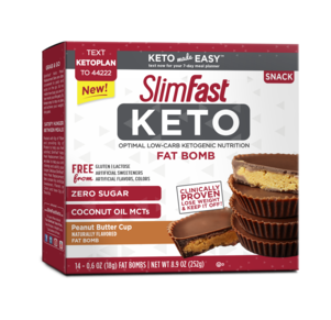 Slimfast Keto Fat Bomb Peanut Butter 0.6 Ounce Size - 56 Per Case.