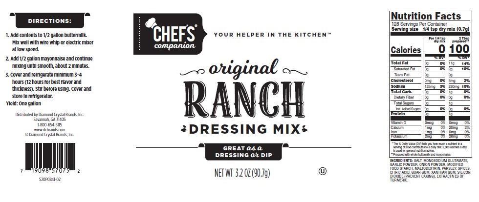 Chefs Companion Ranch Dressing Mix Pouch 3.2 Ounce Size - 18 Per Case.