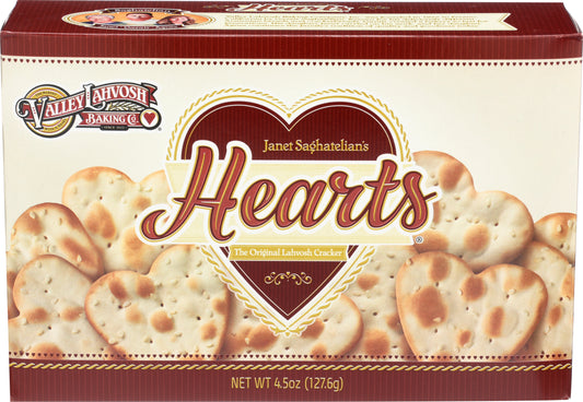 Lahvosh Crackerbread Hearts Original 4.5 Ounce Size - 12 Per Case.