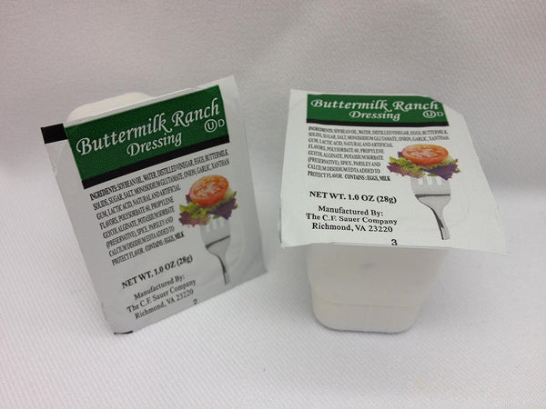 Sauer Buttermilk Ranch Dressing Single Serve 1 Ounce Size - 100 Per Case.